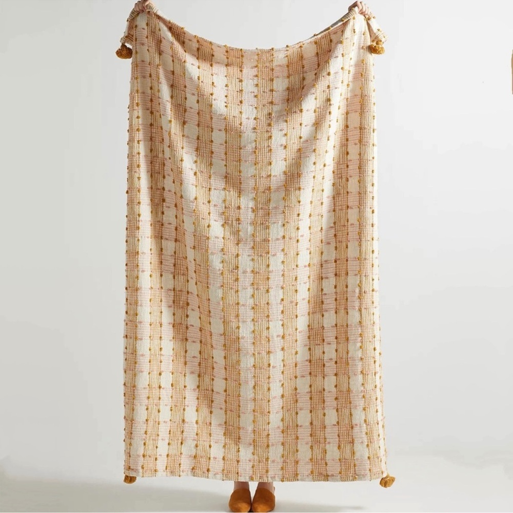 Anthropologie Ezra Tassel Throw Blanket NWT